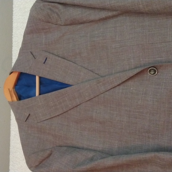 Like New J Hilburn Custom Made Light Brown Wool/Silk/Linen Summer Jacket 42R* - Picture 4 of 16